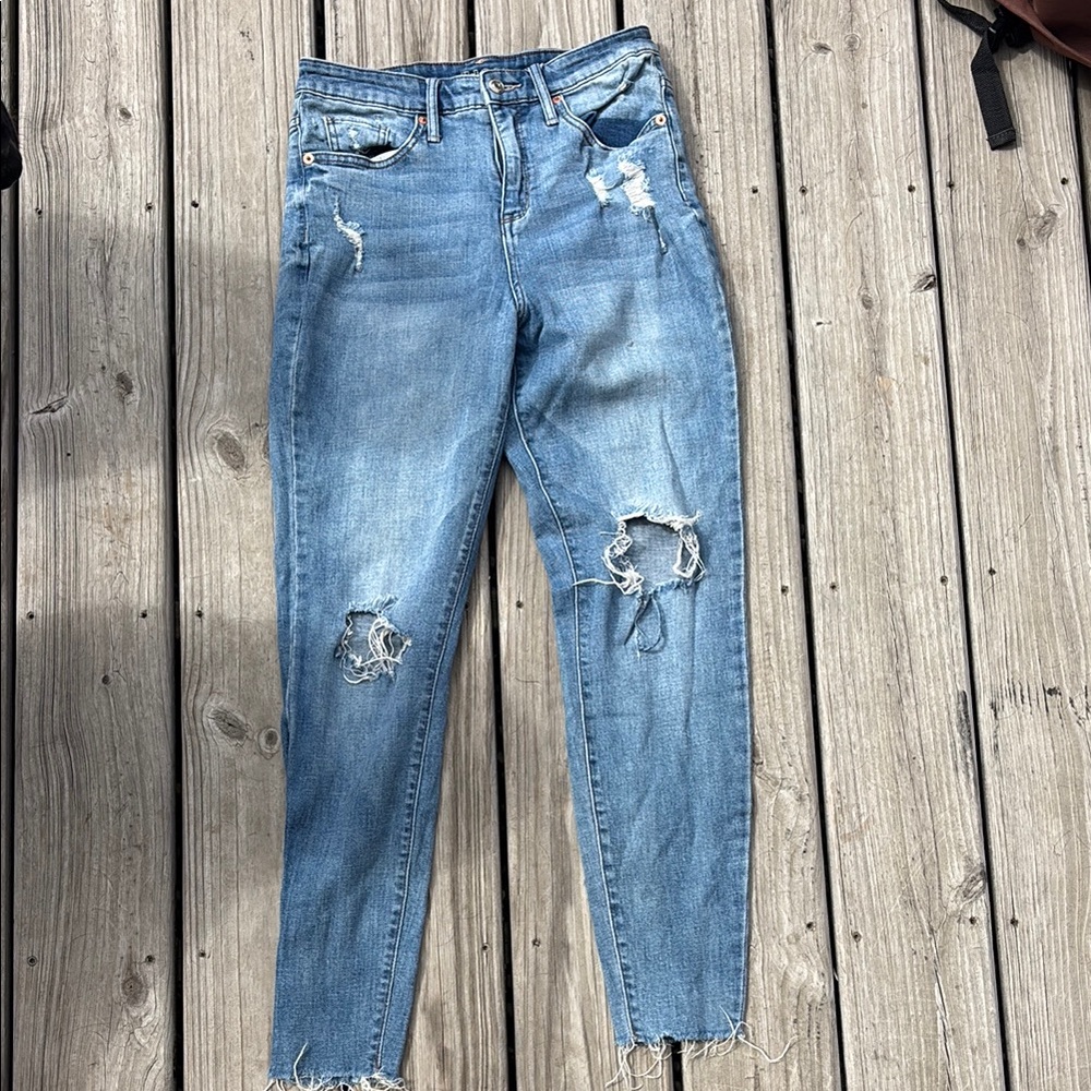 Distressed Skinny Blue Jeans